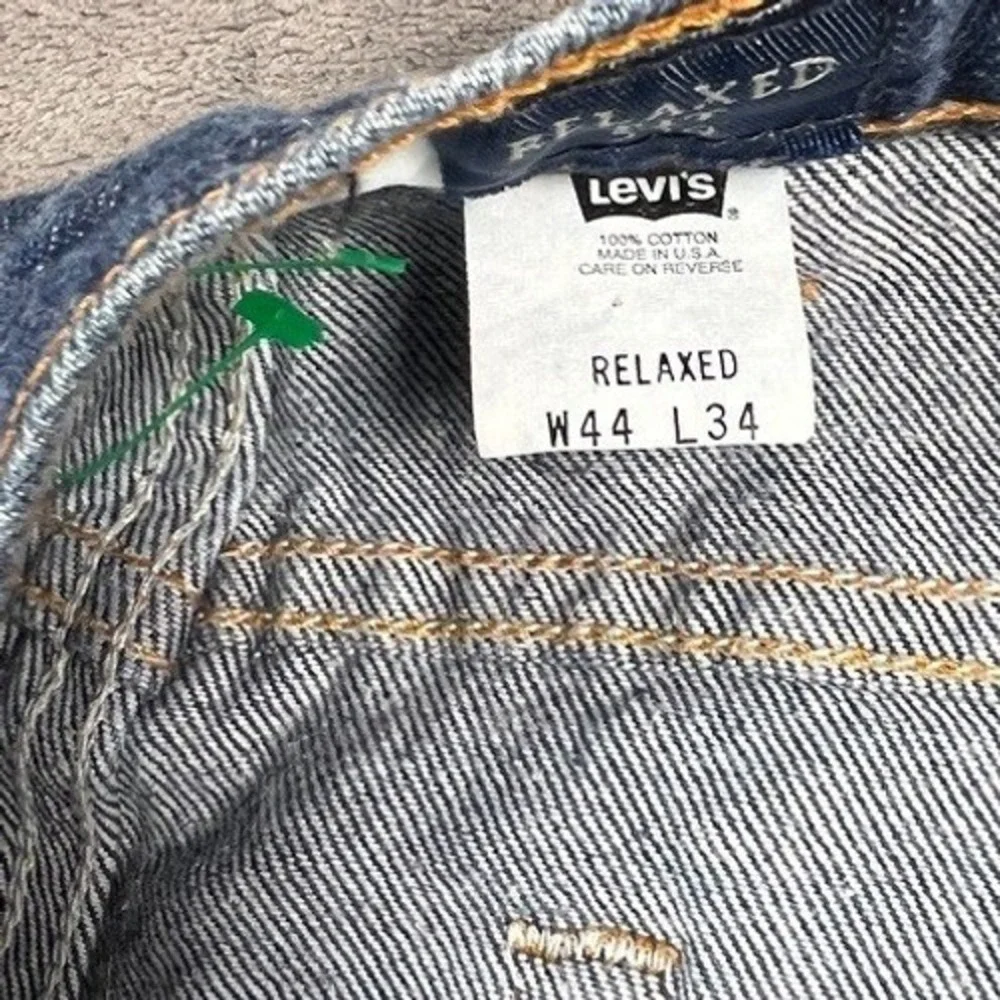 VTG Levis 540 Jeans Mens 44x34 (42x34) Blue‎ Orange Tab Dark Wash Black Bat Wing